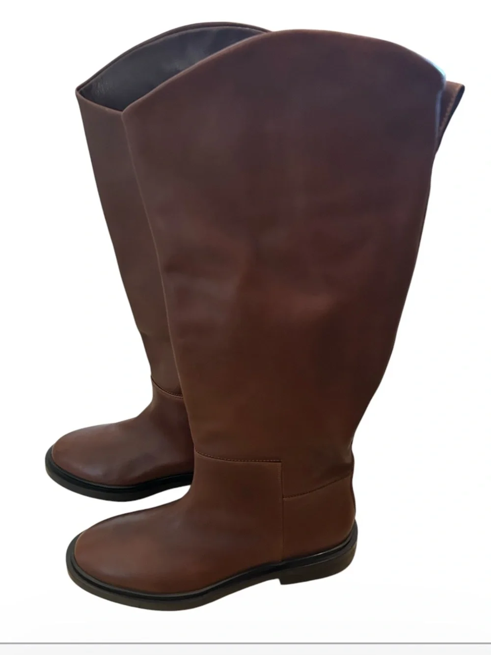 Steve Madden Brown Leather Round Toe Knee High Boots, Brown, Size 9, NWOT
